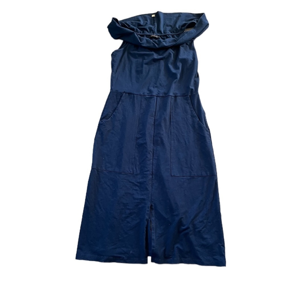 Maria Filo Womens Off Shoulder Navy Blue Dress Slit Size Large